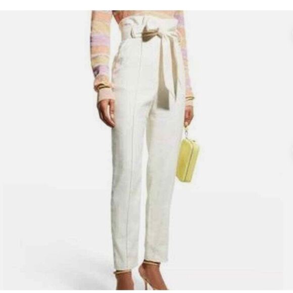 Veronica Beard Clerence Paperbag Pants in White Cream  Linen Size 2 - Picture 12 of 12